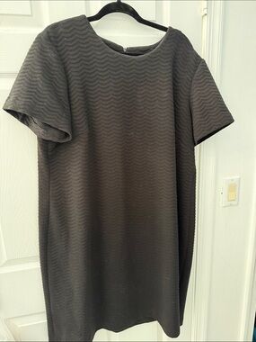 Calvin Klein Black Textured Quilted Short-Sleeve Mini Dress